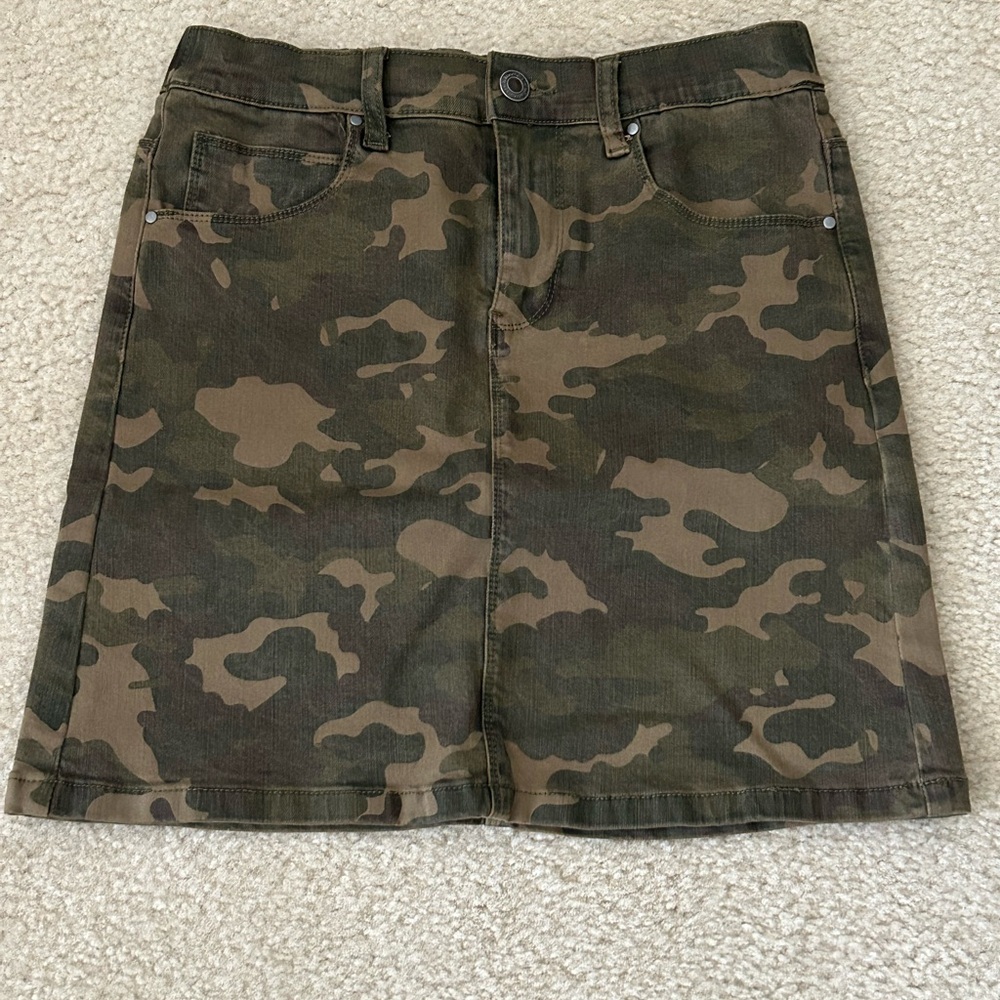 Grace & Lace Green Brown Mini Pencil Skirt